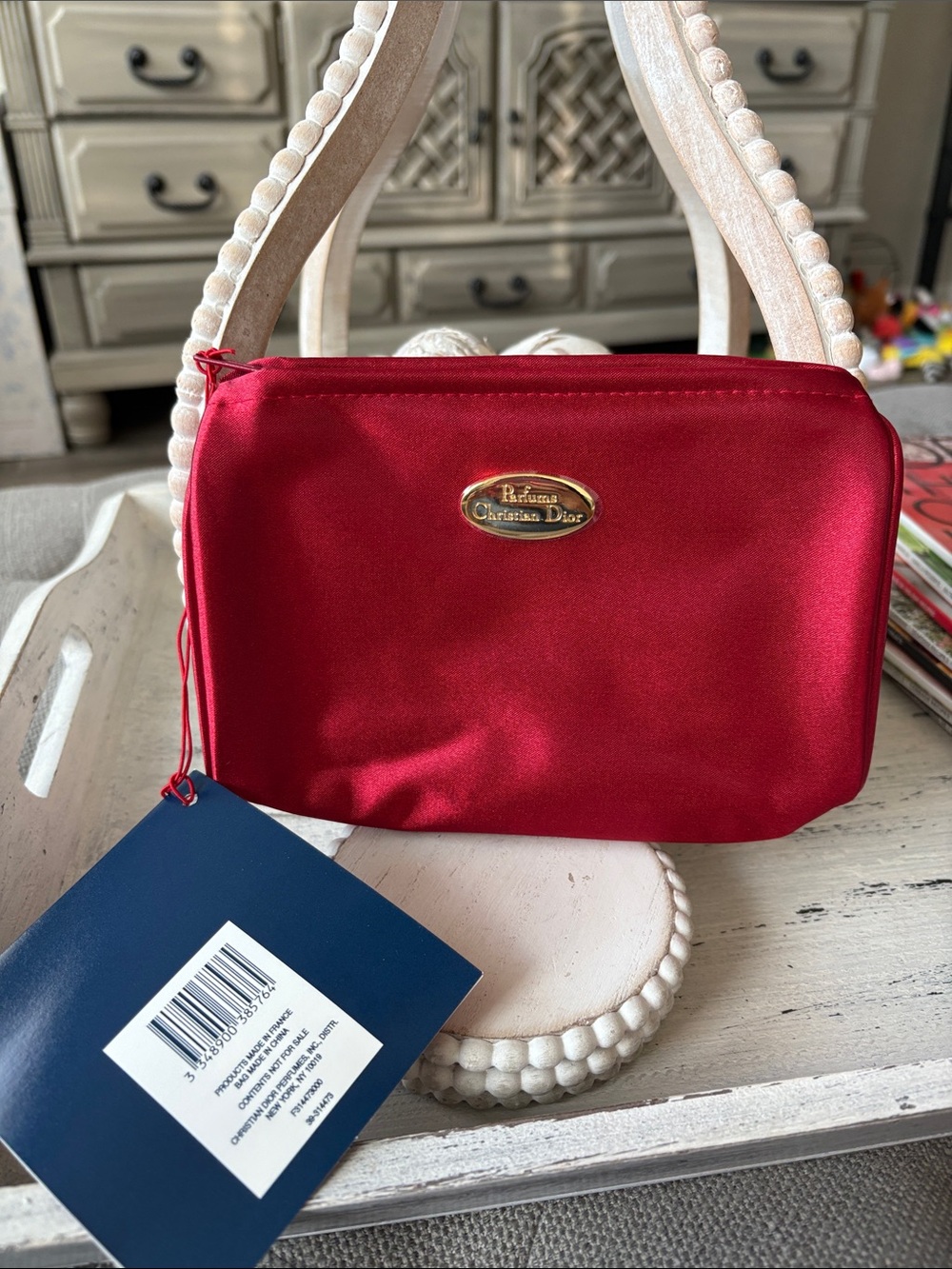 Dior Red Satin Cosmetic Bag - Picture 6 of 7